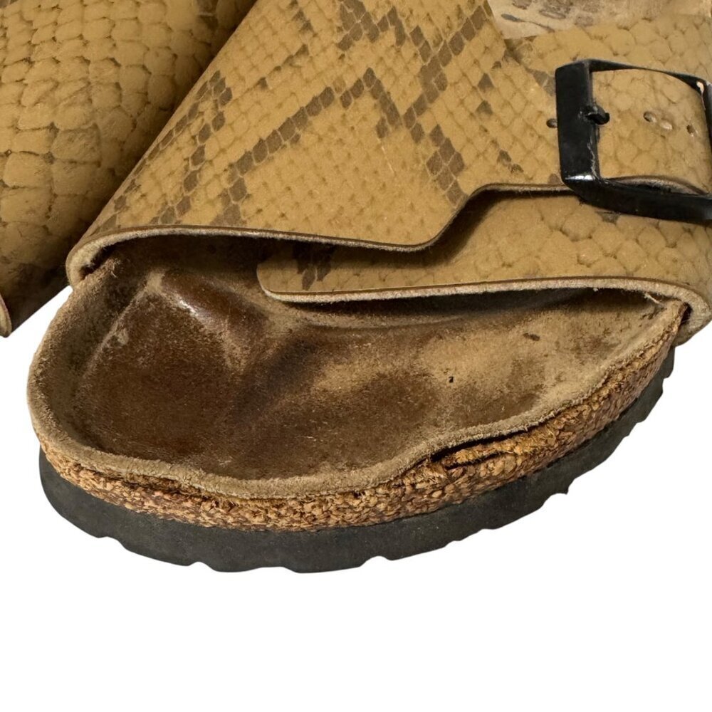 Birkenstock Birki's Catalina Snakeskin Gold Slide Sandals Women’s Size 8 *FLAWS* - Picture 12 of 16